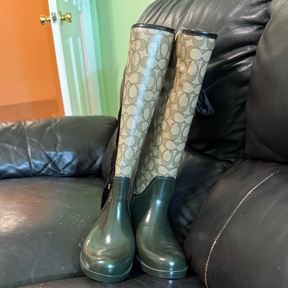 Coach Brown and Tan Monogram Boots